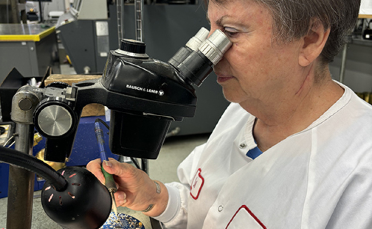 Carol Schenk has been a familiar face at Aurora Boardworks, previously known as International Sensor Systems. Schenk, who was hired by Cliff Williams in 1974 as the company’s second employee, retired Monday after 50 years on the job.
