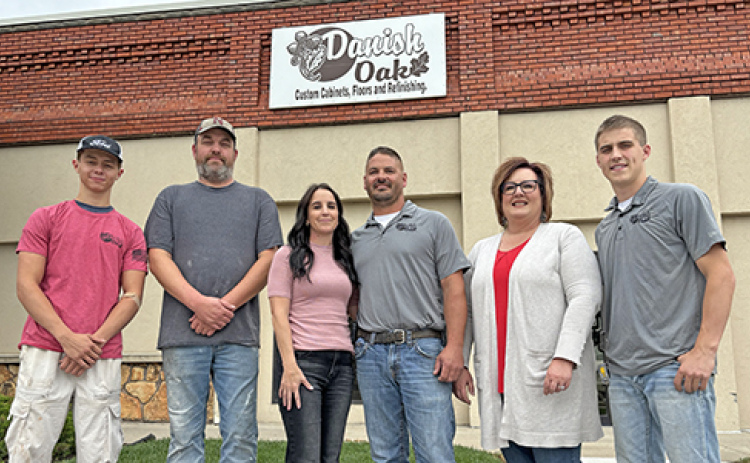 The crew at Danish Oak in Hampton includes, from left: Grant Ferguson, Justin Kliewer, owners Jennifer and Dane Schafer, Shauna Pursley and Drake Schafer.