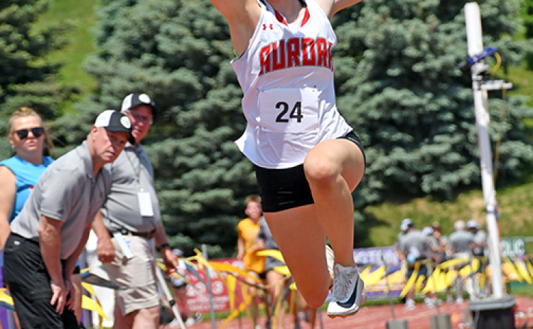 Aurora’s Adi Fahrnbruch won two medals at the 2024 state track and field championships, including a sixth in the long jump and seventh in the triple.