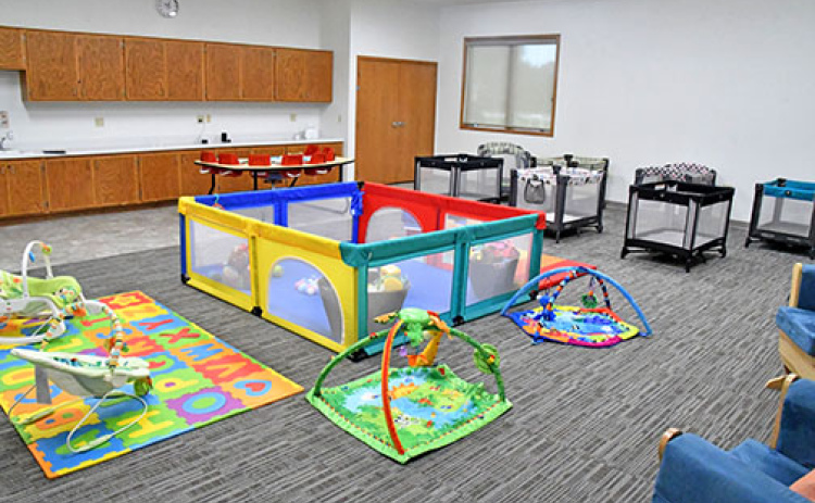 The Hawks Nest room at Hampton’s new community daycare facility is for children who are six weeks to 18 months of age. The other room ready for occupancy is for children 18 months to kindergarten and will be known as the Hawklings room.