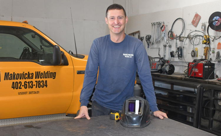 Justin Makovicka launched his own welding business in 2021 and is now operating out of a shop located in the back of the Diamond J in the Aurora Industrial Park.