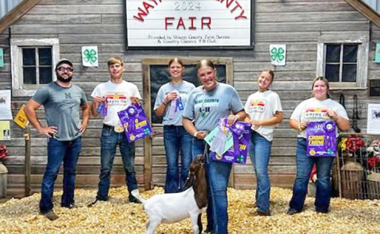 Trevor Sullivan, left, stands with the five Wayne County FFA members who used his goats to participate in showmanship at the county fair. One of the students went on to show at the state fair last week.