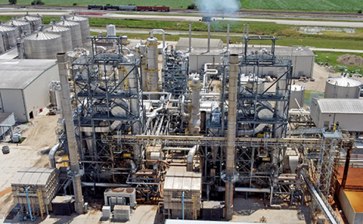 Equipment will soon be installed on this portion of the KAAPA ethanol plant west of Aurora to capture carbon dioxide, which is usually vented into the atmosphere. The CO2 will be compressed and sent by pipeline several miles south to connect with the new Trailblazer CO2 pipeline project being undertaken by Tallgrass.
