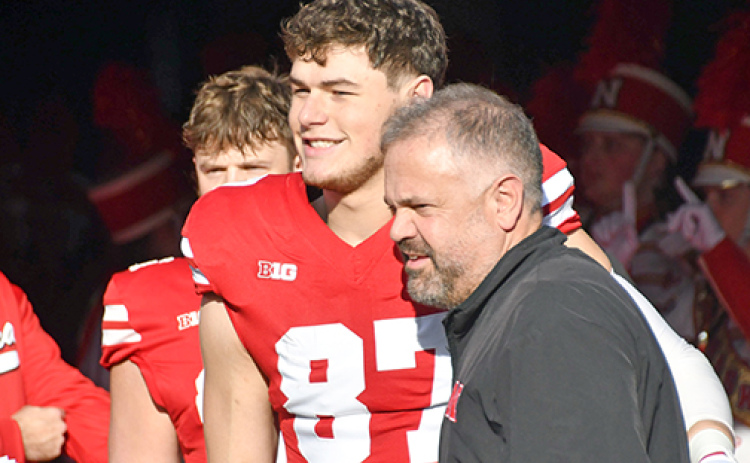 Nate Boerkircher was one of 30 senior honorees during Nebraska’s Senior Day, pictured here with coach Matt Rhule.