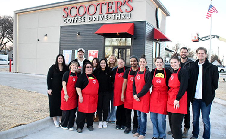 The owners, including brothers Todd, Tim and Trevor Vettel, along with newly-hired staff of the Scooters Coffee location in Central City were on hand Monday as barista training began for this week’s Friday opening.