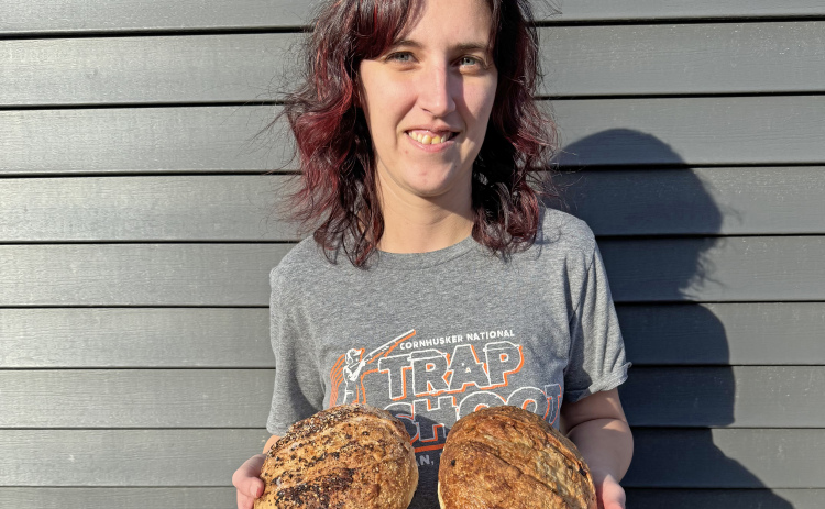 Alicia Hock, a Giltner area native who now lives in Cairo, displays some of her soughdough bread served up as part of her new Cowboy KT Creations venture.