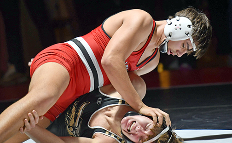 Sawyer Kiner was one of the shining stars for the Huskies in its dual win over Grand Island Northwest Thursday, pinning Parker Yendra in the second period in a match Aurora coach Derek Keasling proclaimed, “won us the dual.”