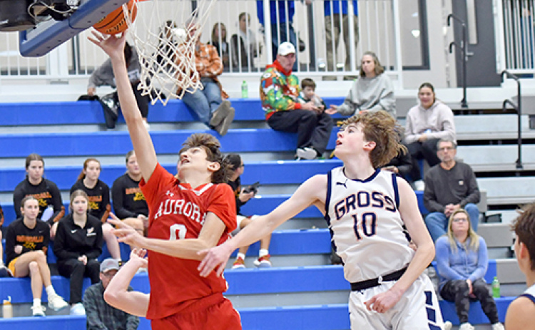 Jaxon Slagle scored and recorded a blocked shot almost immediately upon entering the game in the second half for Aurora, a 59-37 win over Omaha Gross Friday.