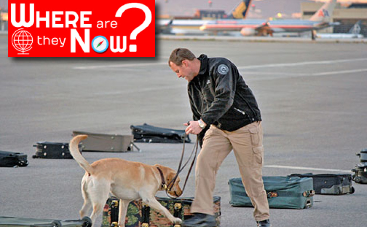 Andrew ‘Andy’ Jones works alongside his canine partner Samson to check baggage for potential explosives at the Los Angeles International Airport during his time with the TSA.