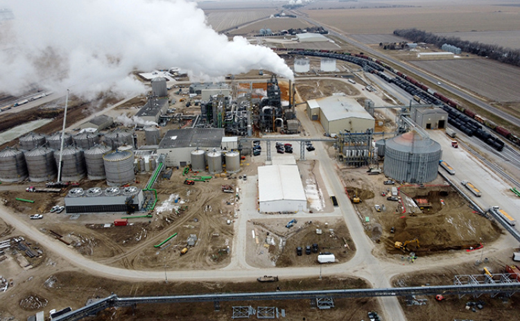 This drone photo taken Friday captures a view of the KAAPA Partners Aurora ethanol plant from the east. Several large projects at the plant helped boost this year’s building permit total to more than $53.6 million, more than double any other year in the past decade.