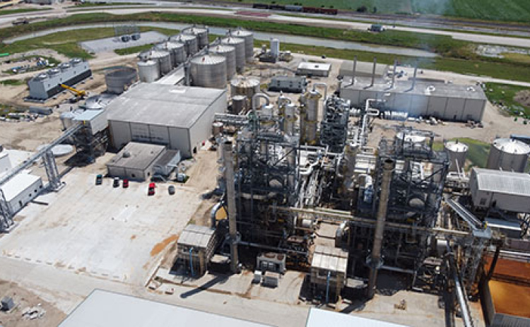 Equipment will soon be installed on this portion of the KAAPA ethanol plant west of Aurora to capture carbon dioxide, which is usually vented into the atmosphere. The CO2 will be compressed and sent by pipeline several miles south to connect with the new Trailblazer CO2 pipeline project being undertaken by Tallgrass.
