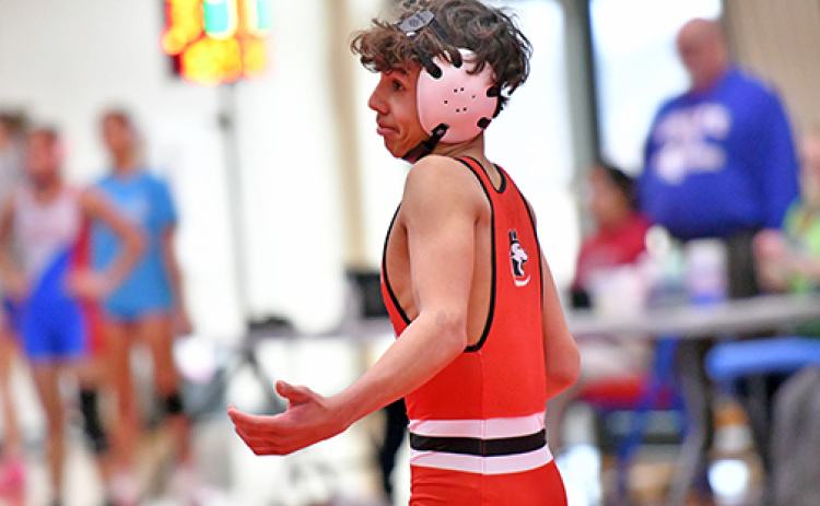 Ethan Beed was one of three gold medalists for Aurora during Saturday’s Central Conference tournament in Crete. Beed won the 106-pound bracket.
