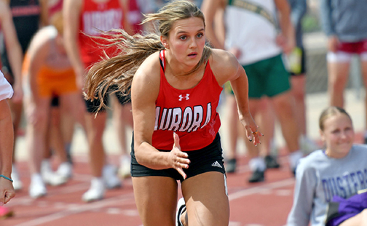 Aurora’s Reagan Ashby got her first taste of competition this spring at Thursday’s Dutch Zorn Invite in Gothenburg, winning the 100 meter dash final in a time of 13.24, a new area-best mark for the season.
