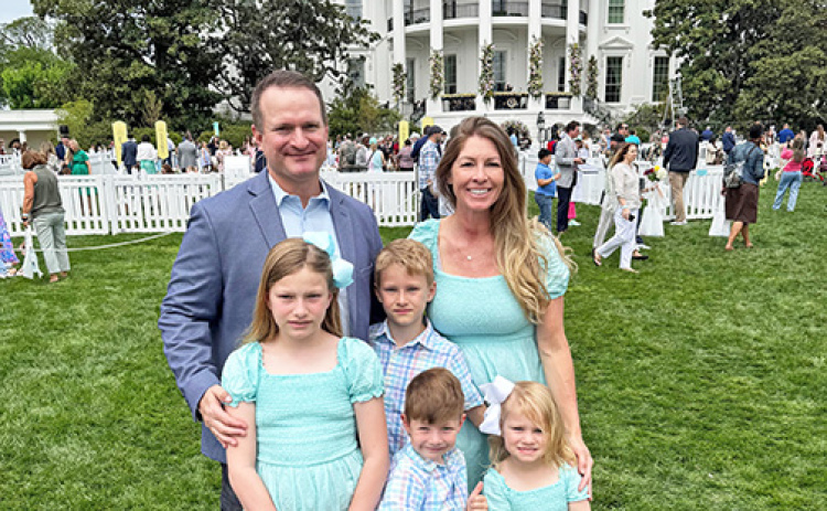 The Dane and Sara Sutherland family poses for a picture at the annual White House Easter Egg Roll held on the South Lawn at 1300 Pennsylvania Ave. in Washington, D.C. The Sutherland children are, from left, Elle, 10; Gavin, 8; Ty, 6 and Ava, 3-1/2.