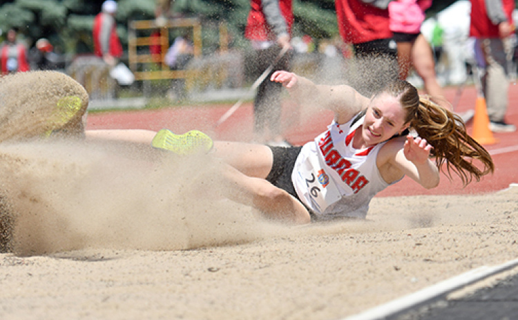 Kaitlyn Staehr finished third in the Class B triple jump with a mark of 36-9.75, moving her to third on Aurora’s all-time list.