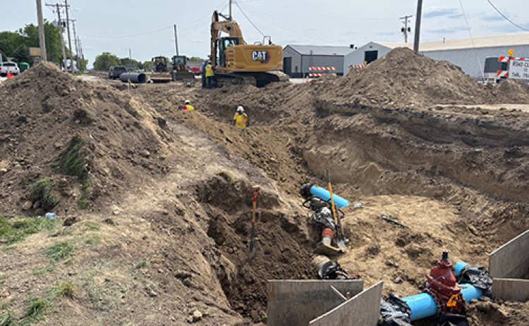 Construction crews working on the 1st Street renovation  are making visible progress on a project expected to last all summer long.