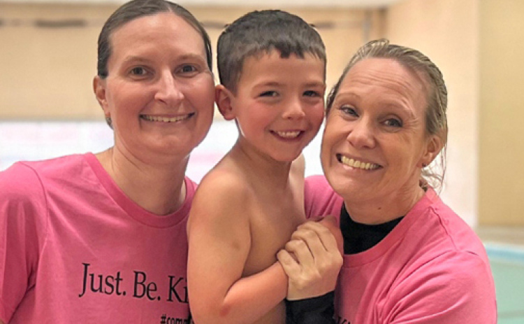 Opportune Acres’ Special Swimmers offers water safety and instruction for individuals with disabilities and other special needs. Its adaptive swim lessons and aquatic therapy to help children with autism and other disabilities learn how to swim and become comfortable in the water. Pictured from left are, instructor Andrea Krueger, swimmer Sutton Hake and Opportune Acres executive director and president Kari Valentine.