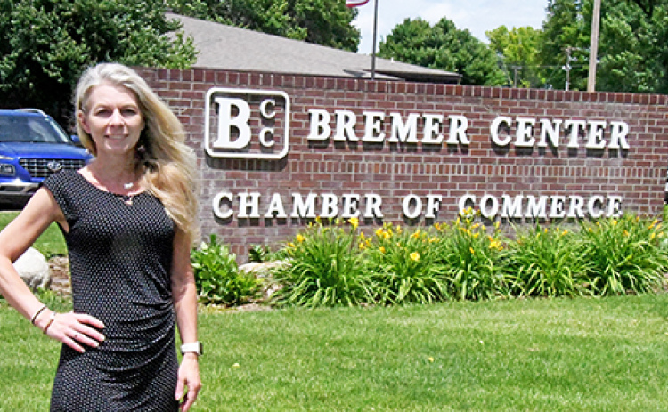 New Aurora Chamber of Commerce Director Tamar Jimenez stands in front of the Bremer Center where her office is located. Having been stationed in Aurora in 2021 and ‘22 with XPO, Jimenez decided to move back to Nebraska last year because she found a home here.