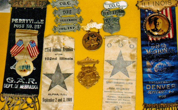 Through the family trunk Terri and Dave Mabon had discovered on his family’s farm, they discovered ribbons and pins that Dave’s great-grandfather Joseph Littlefield earned during his service in the Civil War.