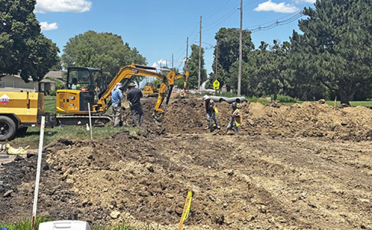 Final completion of 1st Street from the railroad tracks to Highway 34 is scheduled for April 30, 2026.