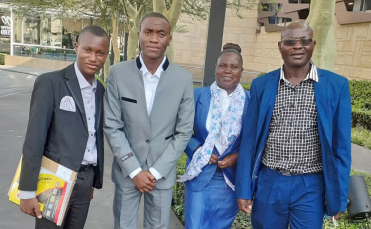 The Zhakata family moved from Zimbabwe to Aurora in 2023, where father Stephen completed a CDL Academy offered by Aurora-based International Workforce Services. PIctured from left are Emmanuel, Amos, Agnes and Stephen Zakhata.