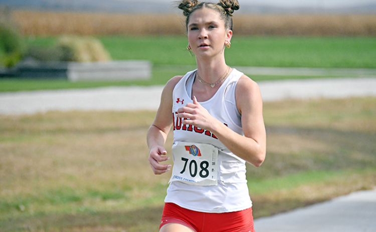 Ella Eggleston paced a 7-8-9-11 running order for the Huskies, leading Aurora to a district runner-up finish and a team trip to this week’s state cross country meet in Kearney.