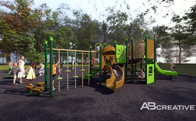 This artists rendering shows the proposed layout of a new pocket park expected to open next spring.