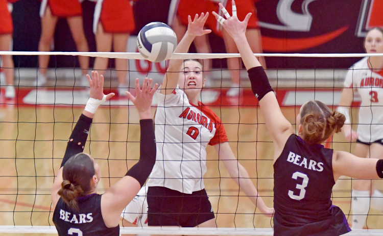 Aurora sophomore Elizabeth Luebbe tallied her best offensive night of the season in a four-set win over Blair Thursday to open the B-2 district, recording 16 kills and a .400 hitting percentage.