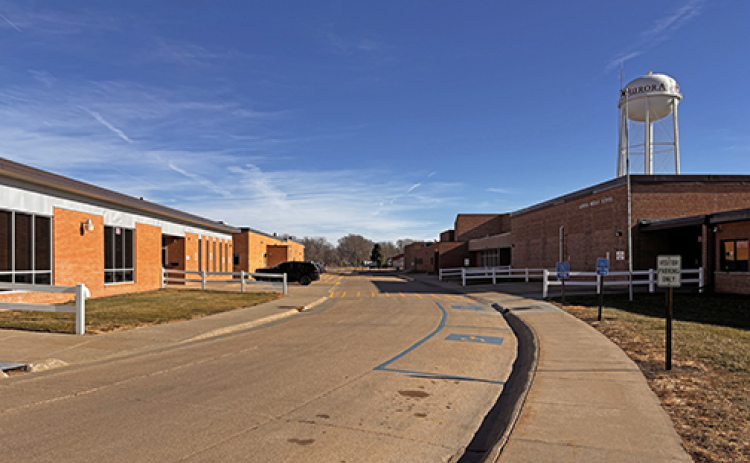 The street between the middle school and high school was cited as a safety concern during the district’s facility status review. Thus in each of the initial seven proposals discussed last week the street was either enclosed or a green space was created with the area blocked from traffic.