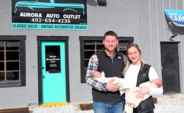 Dalton Hettle has transitioned his Hettle Dreamworkz Classic Sales into Aurora Auto Outlet. He will now sell and service vehicles as a Carfax Advantage Dealer. He and his wife Tristian recently celebrated the arrival of their twin girls, Paisley and Adeline.