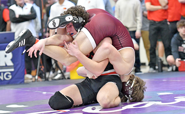 Jacobi Thomas was one of three district champions for Aurora at Saturday’s B-4 district meet in Blair. Thomas won the 150-pound bracket and will compete in his first state tournament this week.