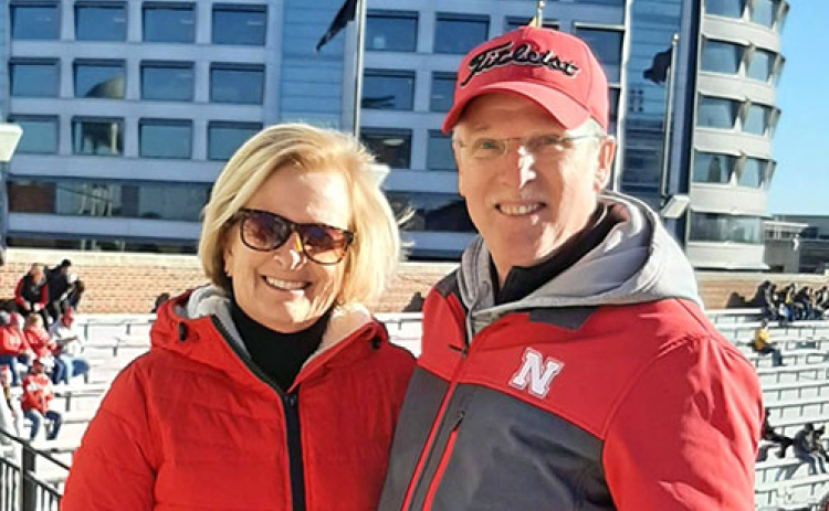Mike and Teri Goertzen have made it their goal to visit every stadium in the Big Ten Conference. They are pictured here attending a game at the University of Iowa.