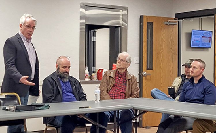 Dist. 34 Sen. Loren Lippincott speaks to local residents Friday morning at the Bremer Center. About 25 people turned out to hear the senator speak on this year’s legislative session and participate in a Q&A session.