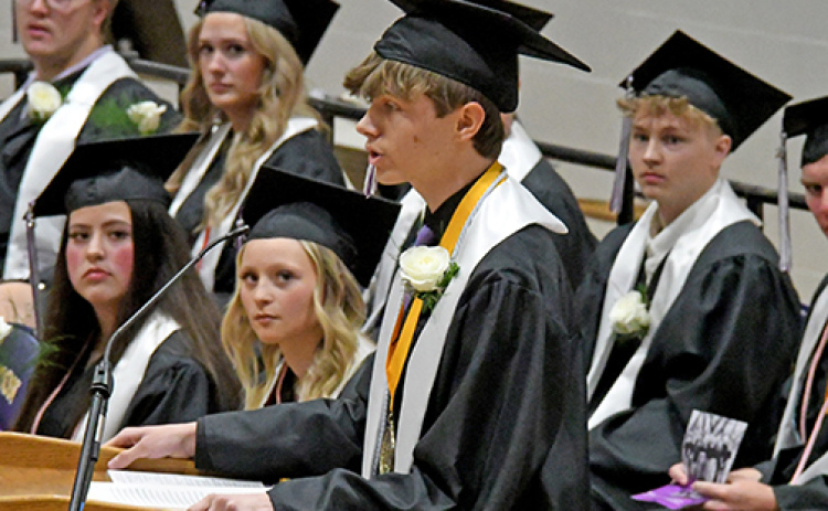 Valedictorian Lofton Ferguson went against the grain of most graduation speeches during Saturday’s commencement exercises in Hampton. Instead of challenging his classmates to “reach for the stars” and climb the ladder of worldly success, he quoted from the Josh Wilson song “Dream Small,” urging them to focus on the now and seek to build strong relationships with those around them.