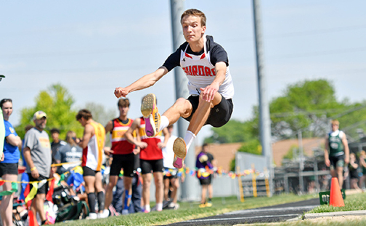 Jayden Slagle hit a new statewide best triple jump mark for this season, going 49-6.50 at last week’s B-5 district meet in Central City.
