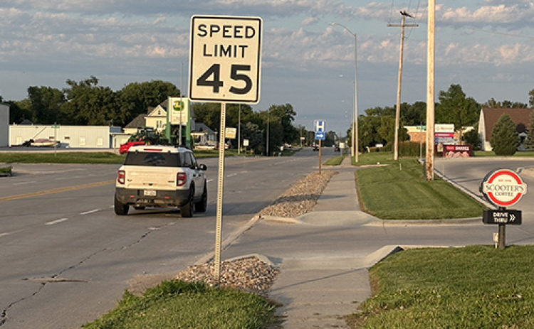 The Aurora City Council gave first reading approval last week to an ordinance that would lower the speed limit to 35 miles per hour on an expanded area along Highway 34 running through Aurora.