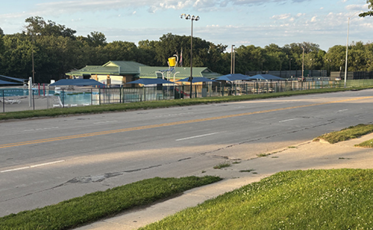 This section of Highway 34 by the Aurora swimming pool will be the focus of a study to consider the concept and cost of building an undercrossing in conjunction with an NDOT highway improvement project planned for approximately 2030.