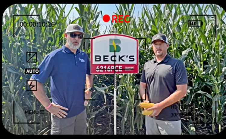 Above is a screenshot of a video on the Hamilton County Corn Growers Association Facebook page featuring an interview between corn growers past president Mike Bergen and Beck’s Hybrids seed advisor Luke Samuelson. This year, instead of a live plot tour, the association will feature interviews recorded at the test plot south of Aurora with representatives of each of the companies represented.