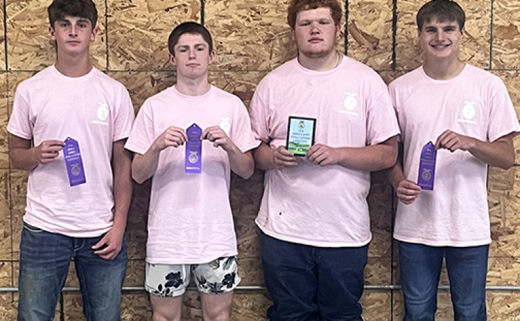 Members of the Hampton land judging team that will compete at state event this week include, from left: Cason Bamesberger, Mason Wiens, Noah Miller and Brayden Wolinski.