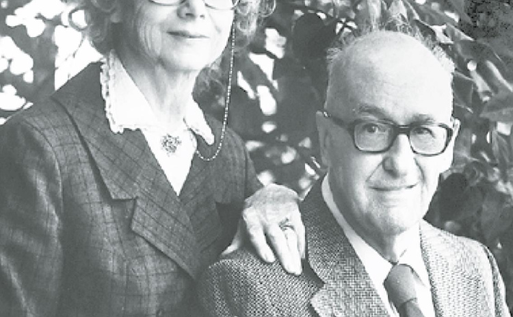 A portrait of Frank and Alice Farr hangs proudly on the wall in Heritage Bank. News-Register/Kurt Johnson