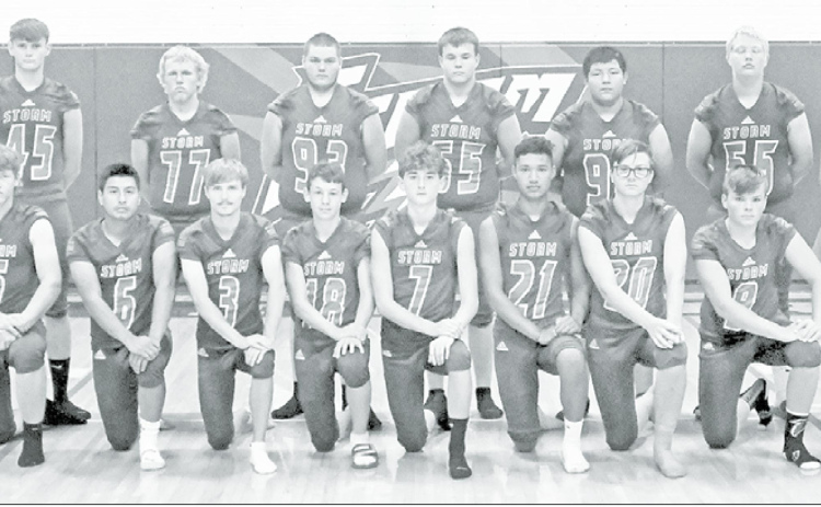 Members of the 2020 High Plains football team include front row, from left: Trevor Carlstrom, Javier Marino, Tanner Wood, Logan Bagwell, Gavin Morris, Mario Lesiak, Gehrig Urkoski, Wyatt Urkoski, coach Darius Williams. Back row: Coach Greg Wood, Lane Urkoski, Cole Swanson, Caleb Swedenburg, Adam Behrans, TJ Heitt, Joaquin Ramirez, Cabot Archer, Shane Cook, Coach John Bos. News-Register/Richard Rhoden